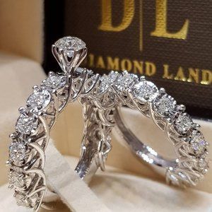 NEW 2PC/Set 925 Silver Round Diamond Luxury Ring 6